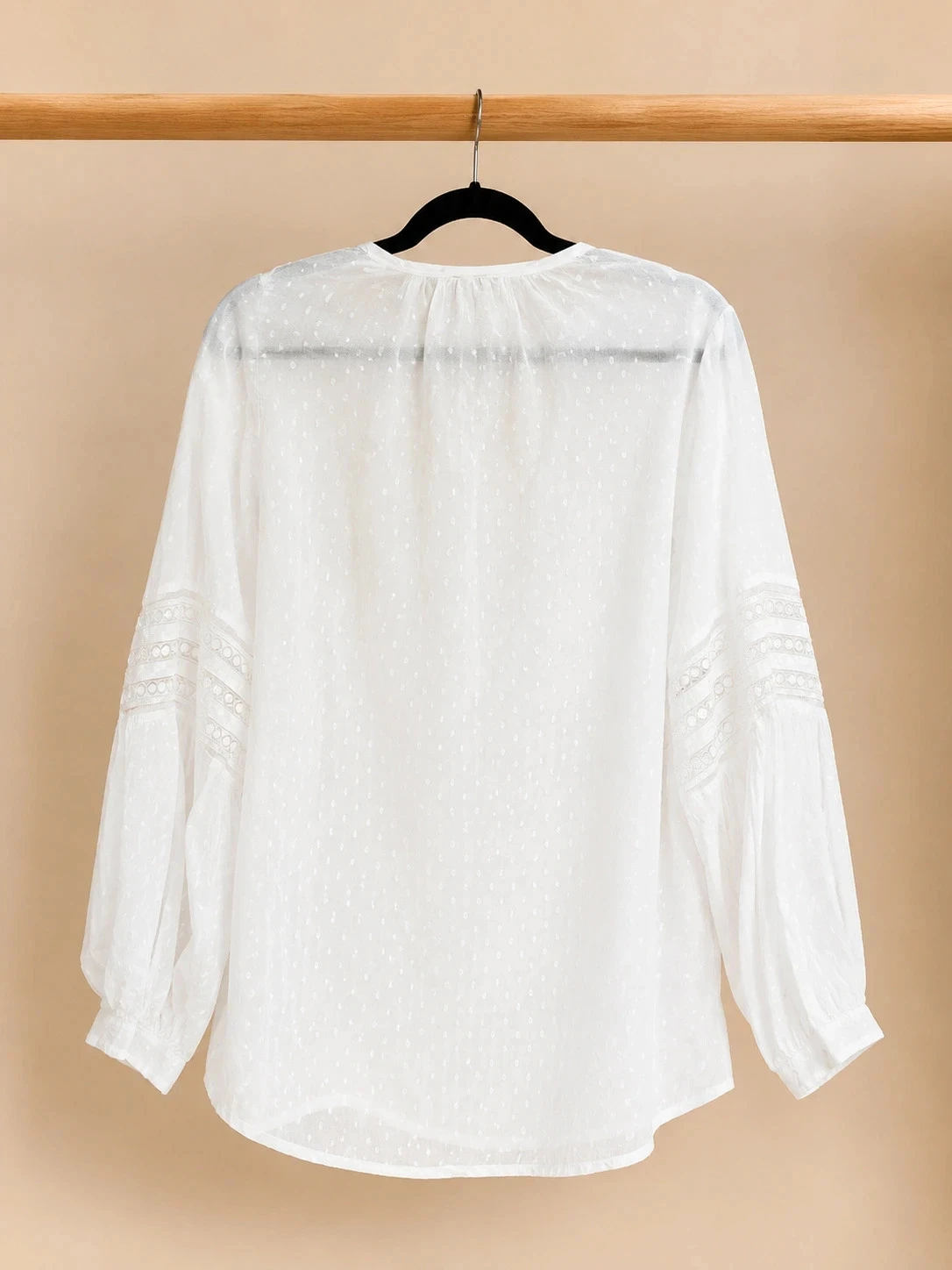 Witte doorzichtige Kiabi blouse 3XL in guipure met lange mouwen bohemien – photo 2